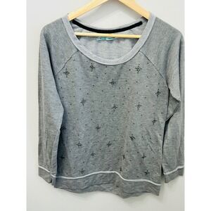 Maurices Gray Sweatshirt Embellished Rhinestones Crew Neck Long Sleeve Women's M